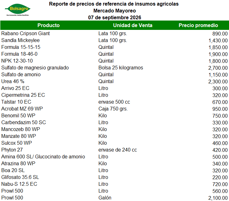 INSUMOS 7 DE SEPTIEMBRE 2026